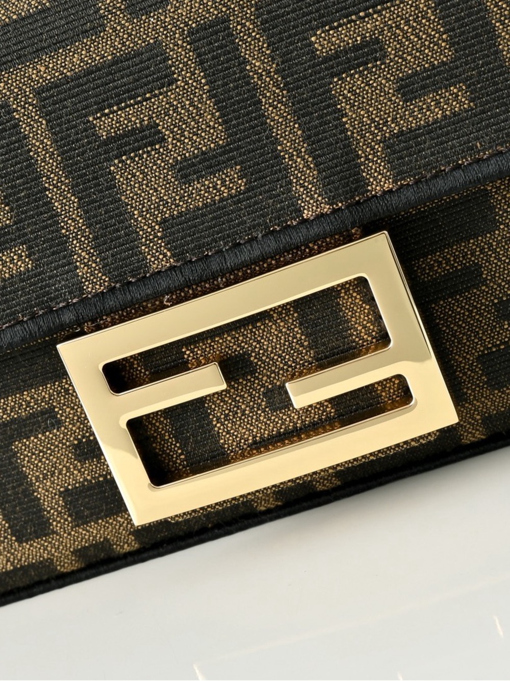 Fendi Brown & Black Zucca Crossbody Baguette with Gold Hardware - Picture 8 of 11